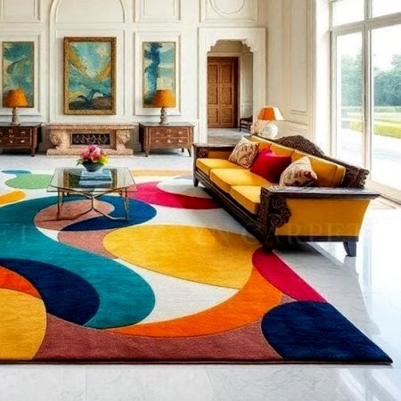 Handcrafted Multicolor Abstract Contemporary Living Room Rug